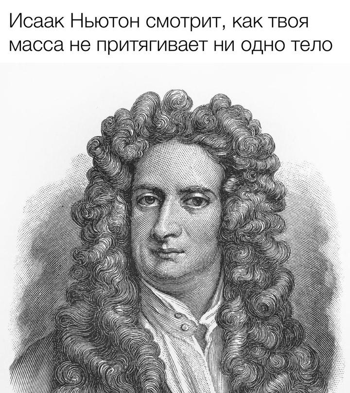 ﻿Исаак Ньютон смотрит, как твоя масса не притягивает ни одно тело,жирнота,грустные картинки,физика,наука,исаак ньютон