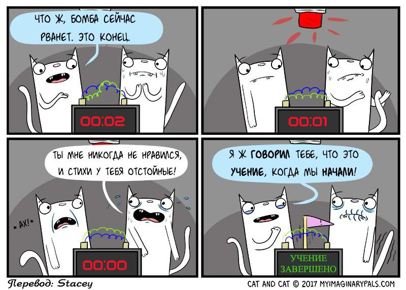 ﻿ЧТО Ж, 50ЛЛ6А сеичлс РбАнет. это конец. ' оо:ог ТЫ №Ь НИКОГДА не НРАВИДСЯ и стихи х тебя отстойные/ перевод: Stacey CAT ANO CAT © 2017 MYIMAGINARYPALS.COM,кот и кот,Смешные комиксы,веб-комиксы с юмором и их переводы