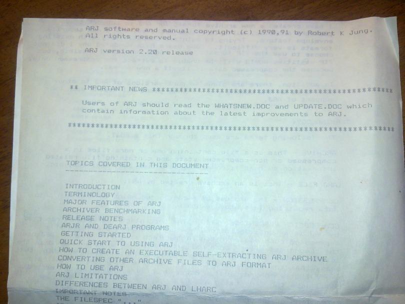 ﻿ARJ software and manual copyright <c) 1990,91 by Robert K Jun<3 ■ All rights reserved. ARJ version 2.20 release IMPORTANT NEWS ## ######### *#### >K # ### * ### # ********* : Users of ARJ should read the WHATSNEW.DOC and UPDATE.DOC which ■ contain information about the latest improvements to