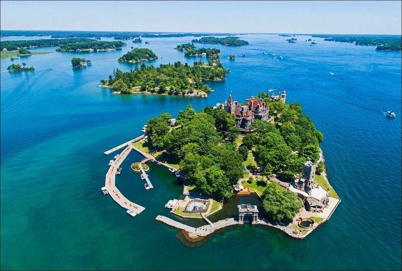 острова,замок,озеро,США,страны