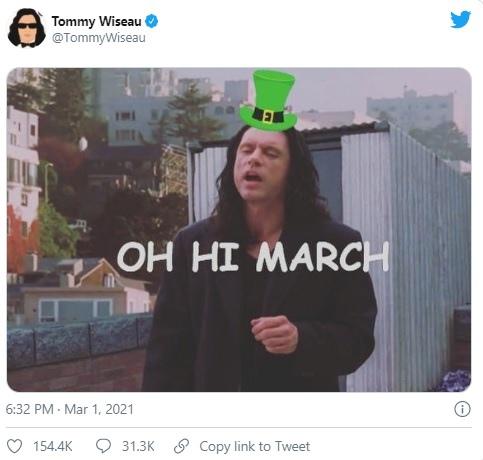﻿Tommy Wiseau О @TommyW¡seau Ç? 154.4K Q 31.3K (p Copy link to Tweet,томми вайсо,tommy wiseau,The room,Фильмы,самоирония,твиттер,интернет
