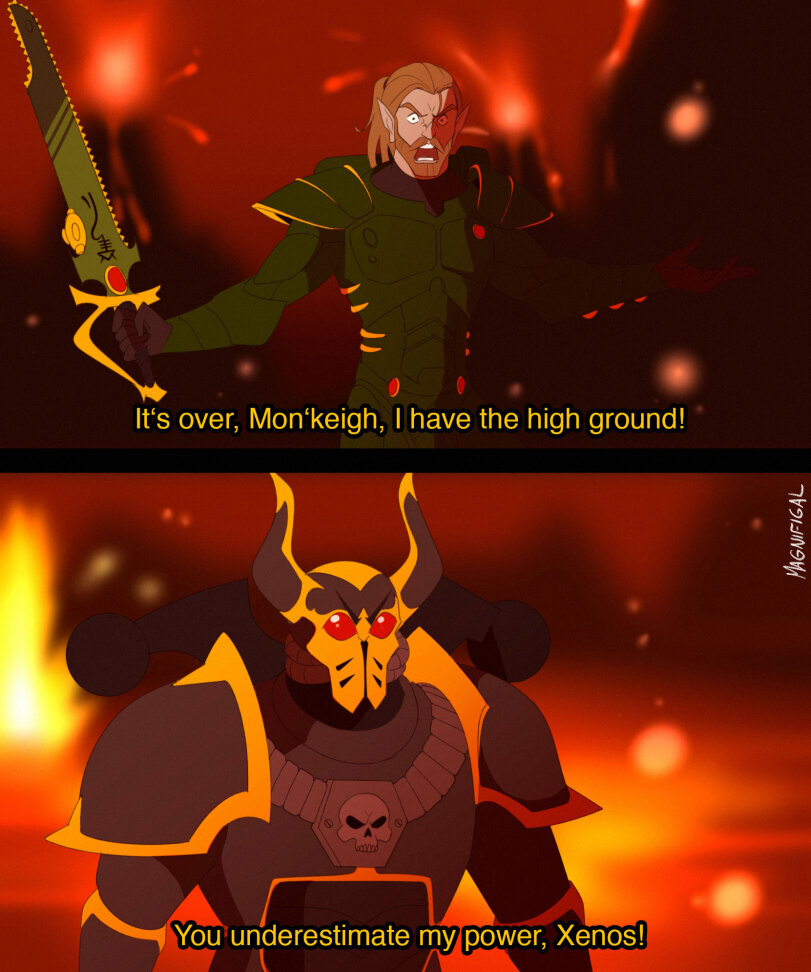 ﻿You underestimate myi power, Xenos!,Aeldari,Эльдари,Warhammer 40000,wh40k, warhammer 40k, ваха, сорокотысячник,фэндомы,Striking Scorpions,Craftworld Eldar,Эльдар, Eldar, Корабельники,Black Legion,Undivided,Chaos (Wh 40000),Wh Crossover,Wh Other,magnifigal,artist