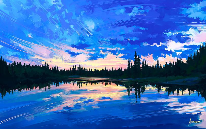 Aenami,Alena Aenami, Alena Velichko, Алёна Величко,artist,красивые картинки,art,арт,рабочий стол,обои,большой размер по клику,сборник,длиннопост,очень длиннопост,дикие кошки,Mushishi,пейзаж,горы,закат,силуэт,зима,горизонт,солнце,туман,статуя,могила,неон,искажение,снег,облака,Современное