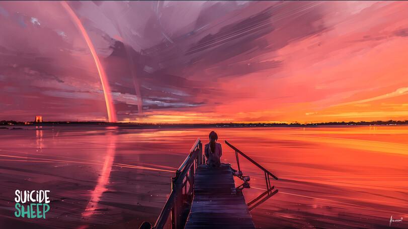 Aenami,Alena Aenami, Alena Velichko, Алёна Величко,artist,красивые картинки,art,арт,рабочий стол,обои,большой размер по клику,сборник,длиннопост,очень длиннопост,дикие кошки,Mushishi,пейзаж,горы,закат,силуэт,зима,горизонт,солнце,туман,статуя,могила,неон,искажение,снег,облака,Современное