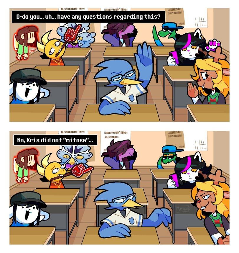 Akanemnon,TheAkanemnon,artist,Undertale комикс,Undertale комиксы,Undertale,фэндомы,Kris (Deltarune),Deltarune персонажи,Deltarune,Frisk,Undertale персонажи,Alphys,Chara,KFC gang,temmie,monster kid,Snowdrake,Susie (Deltarune),Jockington,Catti,Noelle Holiday,Berdly