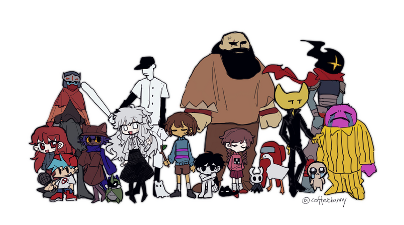 Among Us,Игры,Untitled Goose Game,Dead Cells,The Binding of Isaac,Space Funeral,Hylics,Hollow Knight,Yume Nikki,Omori,Hyper Light Drifter,OneShot,Lisa,OFF (игра),Friday Night Funkin',game art,Frisk,Undertale персонажи,Undertale,фэндомы,The Knight (HK),Рыцарь ,The Batter,Wayne (Hylics),Rain