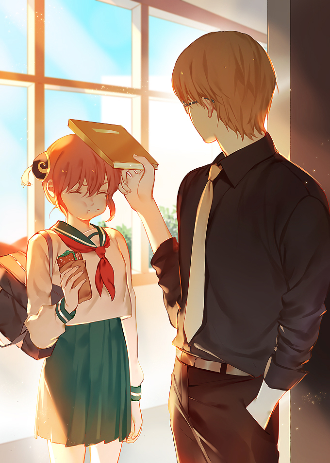 Anime,Аниме,фэндомы,Anime Artist,Аниме арт, Аниме-арт,artist,MAOSEN,Gintama,Гинтама,Kagura,Okita Sougo,school uniform,Anime,fandoms,Anime Art,artist,MAOSEN,Gintama,Kagura,okita sougo,