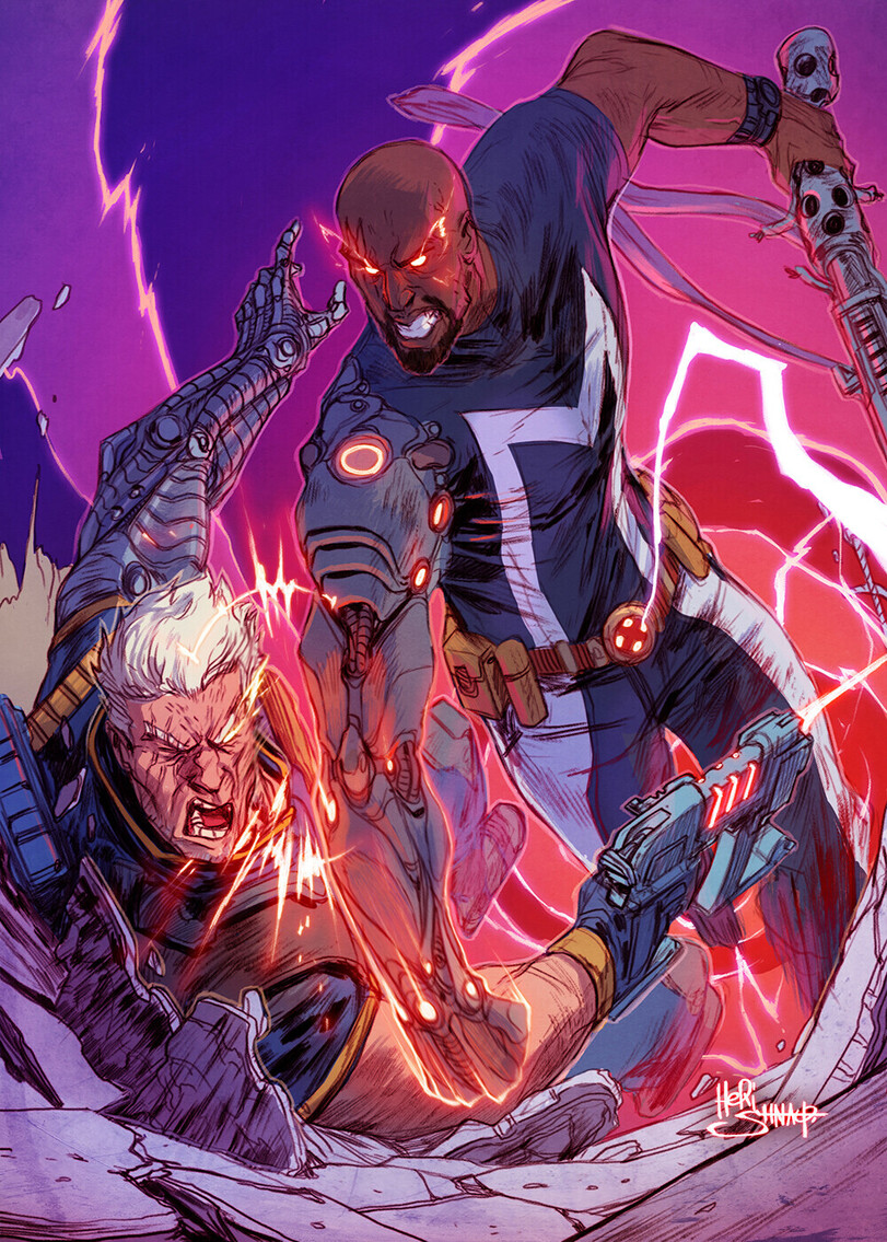 Bishop (Marvel),Лукас Бишоп,X-Men,Люди-Икс,Marvel,Вселенная Марвел,фэндомы,Heri Shinato,artist,Cable,Кабель, Кэйбл, Бицепс, Натан Кристофер Чарльз Саммерс,под катом еще одна,Bishop,X-Men,Marvel,fandoms,Heri Shinato,artist,Cable (marvel)