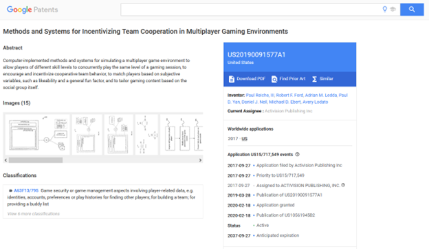 ﻿Google Patents 9 • Methods and Systems foe Incentivizmg Team Cooperation in Multiplayer Gaming Environments Abstract Con«aArr*nictonir«ad iruthorft ia-d tttfanu lea uanjatag a muli¡i»fm ^ama miomM 90 WlM (i*ftn of 4fTa>ir« Oil hmft to (OVUWH) ploy *w warn laval of a (funnt) aavatyv to