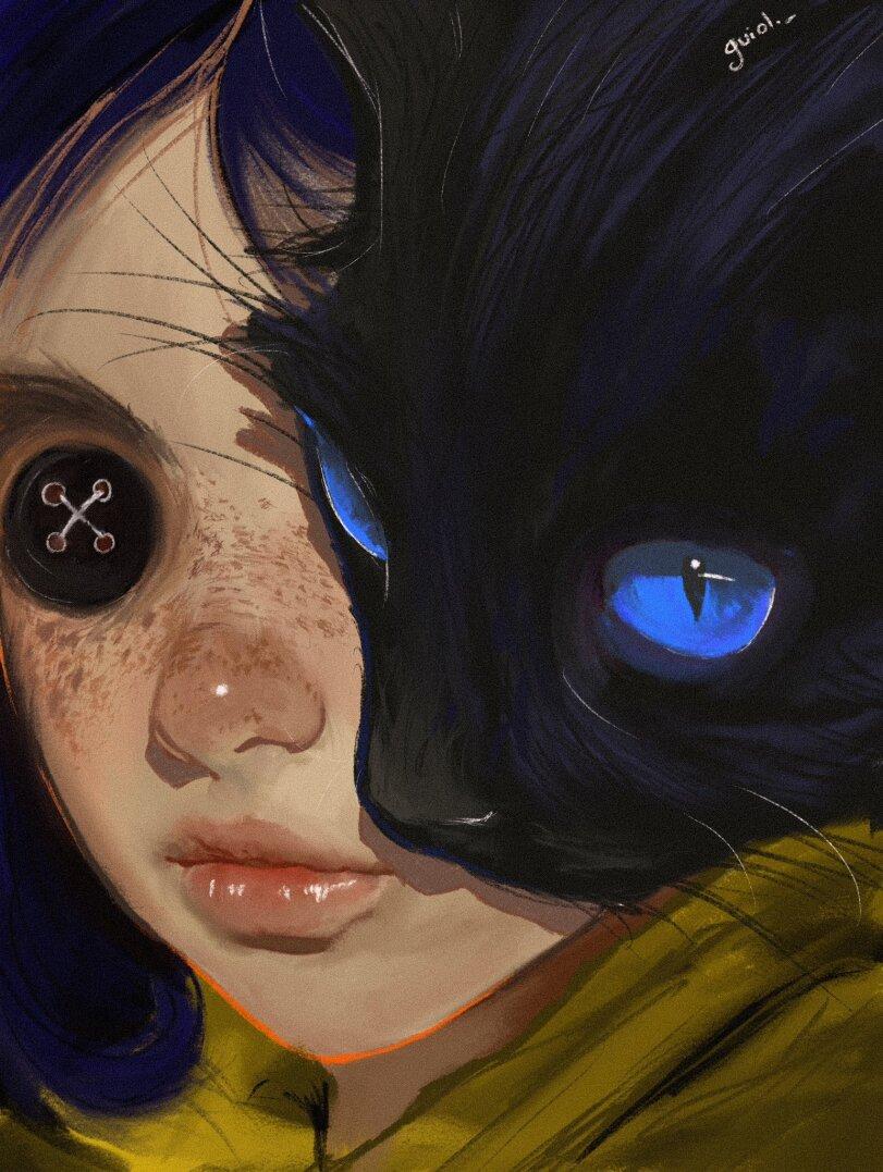 Coraline,Коралина в Стране Кошмаров,Мультфильмы,Мультсериалы, Cartoons,art,арт,котэ,прикольные картинки с кошками,глаз,Coraline,,art,cats,,guiol_