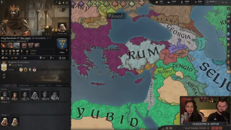 ﻿ ¡^vV'/t/RCtu lilKMt-NVO AL6PPO \ 14032** Primary Heir King Baudouin IV the Leper' of Jerusalem, Neighboring Ruler • Opportunist ¥ Catholic French Kingdom of Jerusalem '© FeuJ Realm Relatkmships O Courtiers 14 Grandparent* Children \0) Siblings ') => /] I P| R * i,Crusader