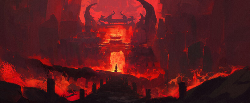 Digital 2D,concept art,Yama Hall,art,арт,artist,Ruan Zoe,ад,revenge,kill,monster,katana