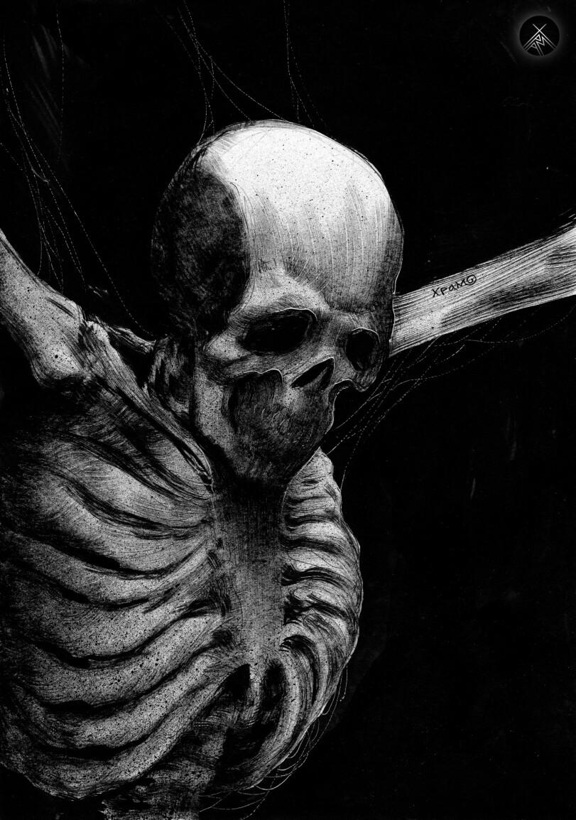 Dmitry Khramtsov,Мрачные картинки,art,арт,skeleton,monochrome,Dmitry Khramtsov,dark pictures,art,,monochrome