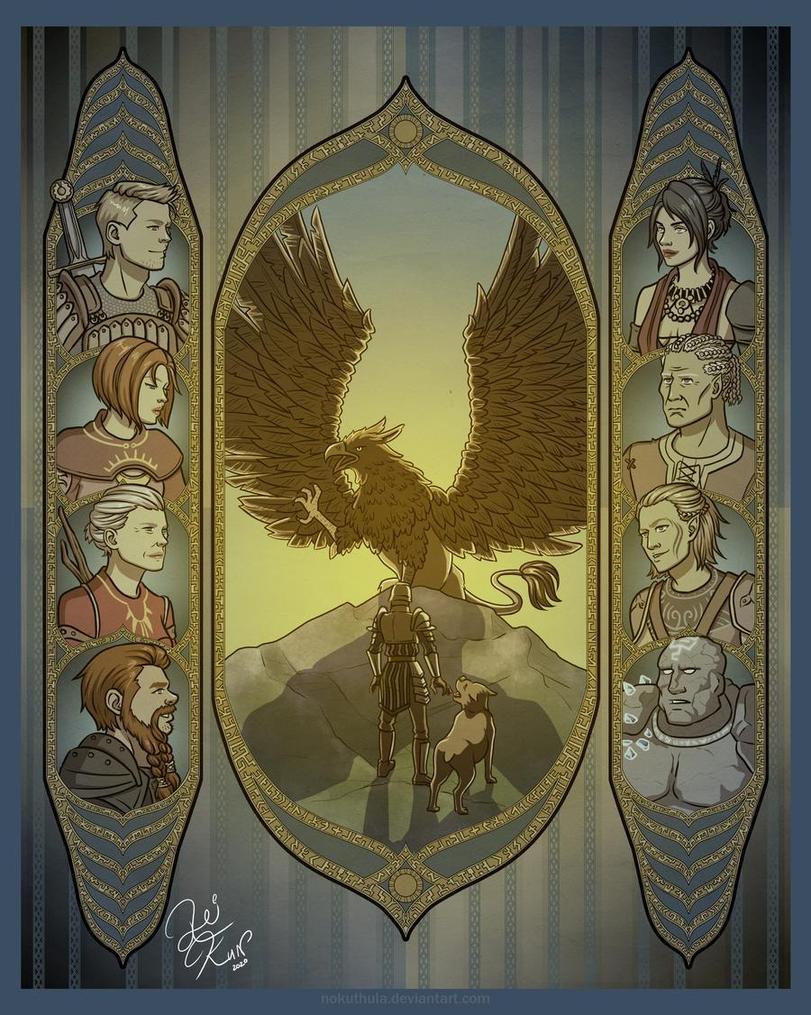 Dragon Age,фэндомы,Dragon Age Origins,Серый страж,DA персонажи,Алистер,Лелиана,Винн,Огрен,Морриган (DA),Стэн (DA),Зевран,Шейла,мабари,Dragon Age Art,Nokuthula