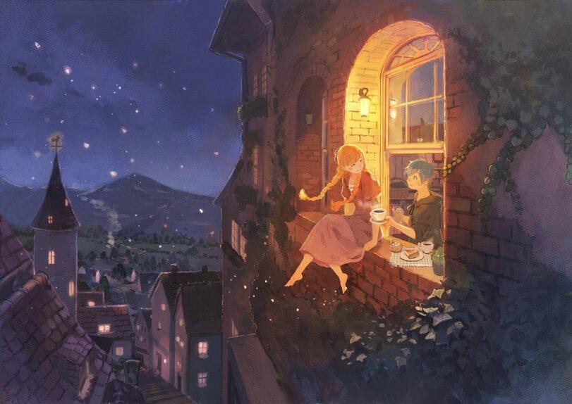 ﻿ {-Г. U «Ку^ , « -*■ з V -к'|Я Т“^ Чш } 1# * £У Il ' , Irjä л *шл*Я^ЕЯt.v у Ш^ Л * л^\ л ñ"Tj* Ä -, N ' <РГ^1гЧ^ . ' . ^? Я ■ Я •ИИЗВж'^ ’■-■ ^1 А” л X,Fantasy,Fantasy art,art,арт,pon-marsh,кофе,двое,пейзаж,красивые картинки