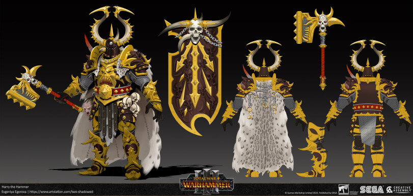 ﻿Harry the Hammer Evgeniya Egorova | https://www.artstation.com/two-shadowed p7/j LWAR, CREATIVE ASSEMBLY OFFICIALLY LICENSEO © Games Workshop Limited 2023. Published by SEGA ■ Hf }Ж с A c L c & 3,Harald Hammerstorm,Warhammer Fantasy,Warhammer FB,фэндомы,The