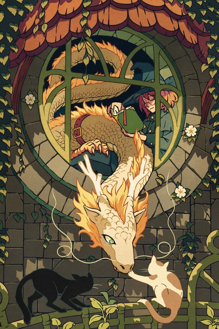 ﻿ ■ ' # V. „ Tl Ч и!,Kevin Hong,Fantasy,Fantasy art,art,арт,Волшебницы,дракон,красивые картинки