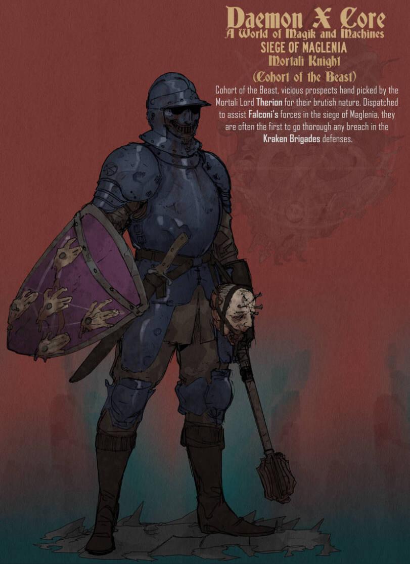 ﻿Daemon X £ore .71 World o[ II’.Hill; and machines SIEGE OF MAGLENIA IDorlali KimilH (Cohort of IIk Beasl) Cohort of the Boost, vloioos prospects hand picked by the Mortali Lord Therinn for their brutish nature. Dispatched tD assist Falcani's forces in the siege of Maglenia. they are often the
