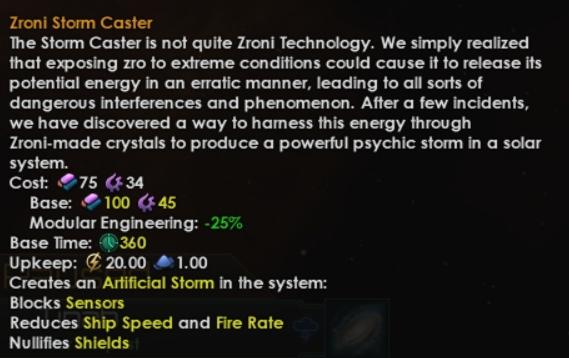 ﻿Zroni Storm Caster The Storm Caster is not quite Zroni Technology. We simply realized that exposing zro to extreme conditions could cause it to release its potential energy in an erratic manner, leading to all sorts of dangerous interferences and phenomenon. After a few incidents, we have