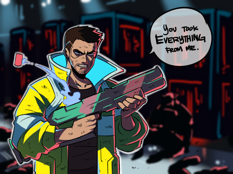 ﻿ у аба С,TinaFate1,Tuna Fat,artist,Cyberpunk Edgerunners,Cyberpunk 2077,Игры,Adam Smasher,Rebecca (Edgerunners),V (Cyberpunk 2077)