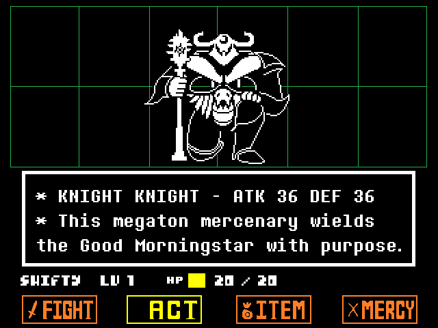 Undertale,фэндомы,Undertale AU,Storyshift,Undertale комикс,Undertale комиксы,Frisk,Undertale персонажи,Undyne,Kniht Knight. Astigmatism,Final Froggit,Madjick,Whimasalot,Asgore,без перевода,длиннопост,Knight Knight,Astigmatism,Whimsalot * KNIGHT KNIGHT - HTK 36 DEF 36 * This megaton mercenary wields the Good Morningstar with purpose. shift» lii i hp b an . an,Undertale,фэндомы,Undertale AU,Storyshift,Undertale комикс,Undertale комиксы,Frisk,Undertale персонажи,Undyne,Kniht Knight. Astigmatism,Final