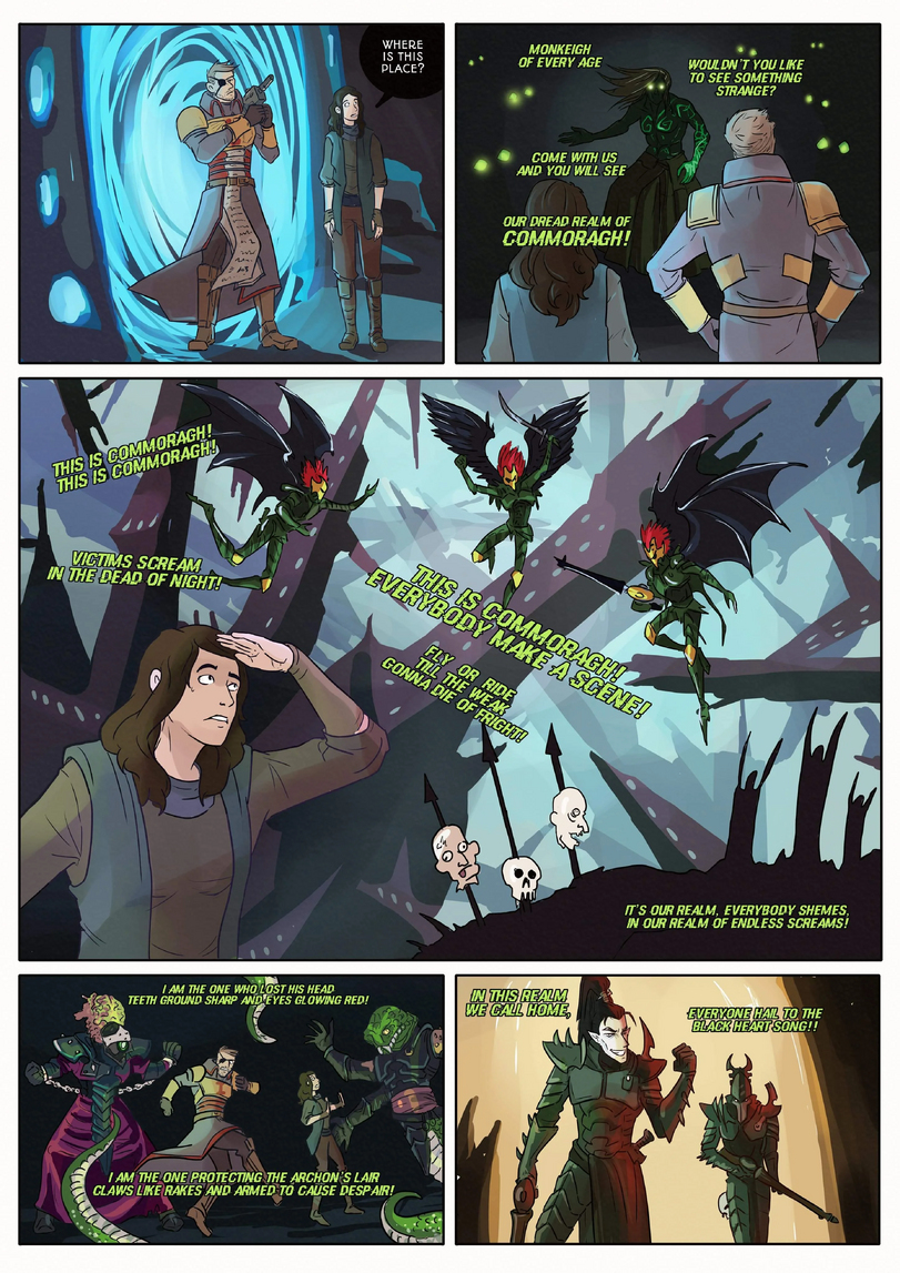 ﻿OUR DREAD REALM OF CQMMQRAGH! I AM THE ONE WHO LOST HIS HEAD ' TEETH GR0UND SHARP MjjjfEYES GLOWING RED! >#. ®vv * v ' / 4M THE ONE PROTECTING THE ARCHON S LAIR CLAWS LIKE RAKES AND ARMED TO CAUSE DESPAIR! L ,4f * | /ir MONKEIGH OF EVERY AGE WOULDN ’T YOU LIKE TO SEE SOMETHING STRANGE?