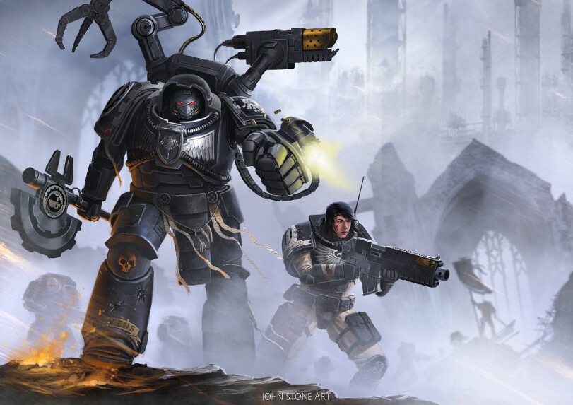 Warhammer 40000,wh40k, warhammer 40k, ваха, сорокотысячник,фэндомы,Raven Guard,Space Marine,Adeptus Astartes,Imperium,Империум,techmarine,John Stone,artist