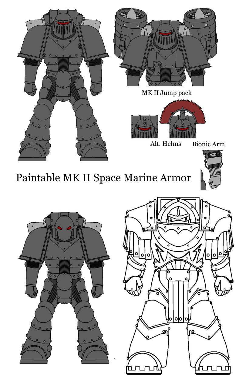 ﻿MKII Jump pack Alt. Helms Bionic Arm 1. vim Paintable MK II Space Marine Armor,Warhammer 40000,wh40k, warhammer 40k, ваха, сорокотысячник,фэндомы,concept art,раскраска,Astartes,Pre-heresy,Wh Past