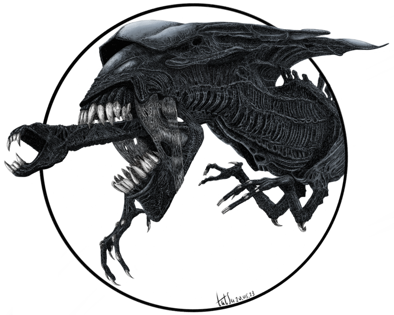 by Tatsu,Alien Queen,Королева, Матка,Xenomorph,Alien, Ксеноморф, Чужой,AVP,Вселенная Чужих и Хищников, Aliens vs. Predator, Чужой против Хищника,нарисовал сам