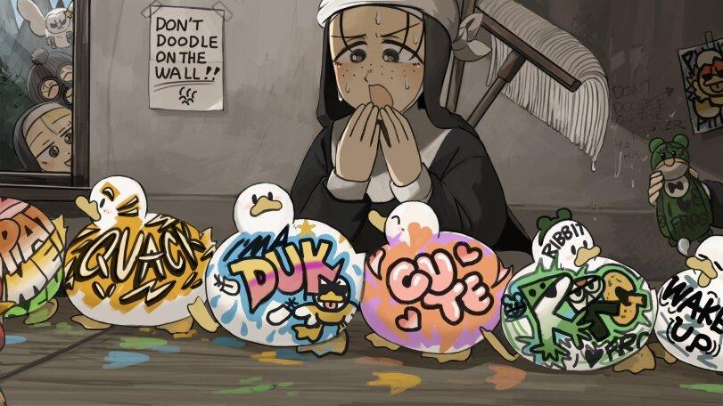 ﻿Don't doodle on the U/А LL,diva (hyxpk),Anime Artist,Аниме арт, Аниме-арт,artist,христианство это круто,little nuns (diva)