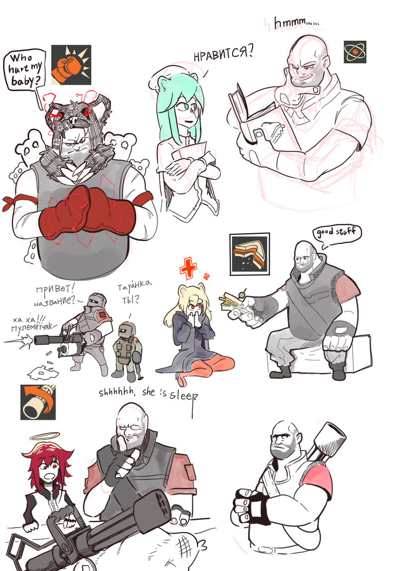 go la king,crossover,Soldier (TF2),Team Fortress 2,Team Fortress,Игры,Heavy (TF2),Pyro (TF2),merasmus,без перевода,Arknights комиксы,Arknights,明日方舟, アークナイツ, 명일방주, аркнайтс,Elite Imperial Striker (Arknights),Elite Ursus Armored Caster (Arknights),Ursus Raider (Arknights),Elite Ursus Assault
