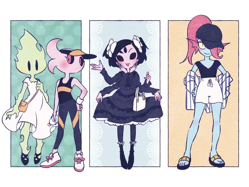 noixarbre,artist,Undyne,Undertale персонажи,Undertale,фэндомы,Frisk,monster kid,Catty,Bratty,Alphys,Toriel,Muffet,Fukufire,Skateboard Girl