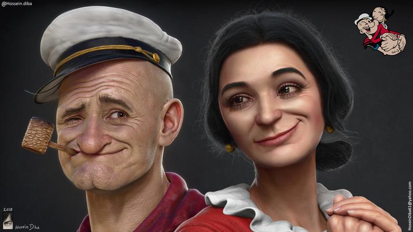 popeye the sailor,моряк попай,мультфильм,3d art,3d art, 3d арт, 3D art, 3D арт,Hossein Diba,art,арт