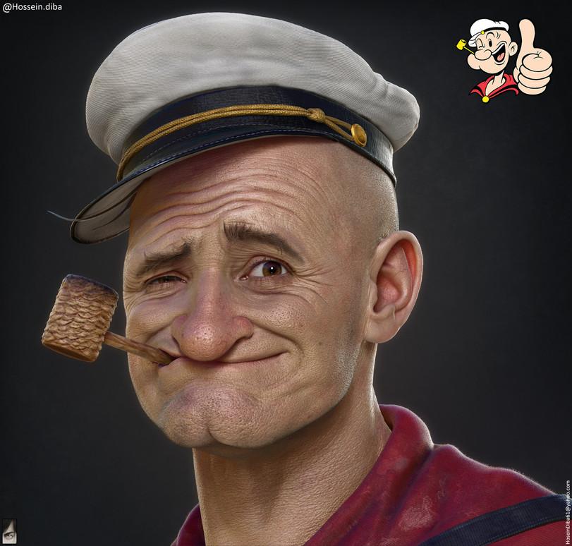 popeye the sailor,моряк попай,мультфильм,3d art,3d art, 3d арт, 3D art, 3D арт,Hossein Diba,art,арт