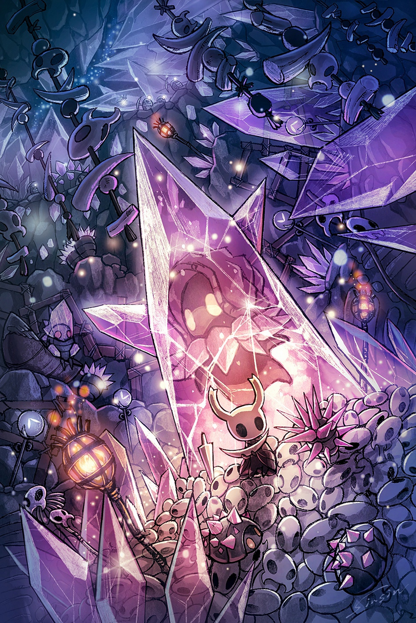 sinsin,artist,The Knight (HK),Рыцарь ,Hollow Knight,Игры,Snail Shaman,Crystal Guardian