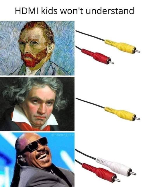 ﻿HDMI kids won't understand,Ван Гог,Винсент Ван Гог,Стиви Вандер,бетховен,,pun intended