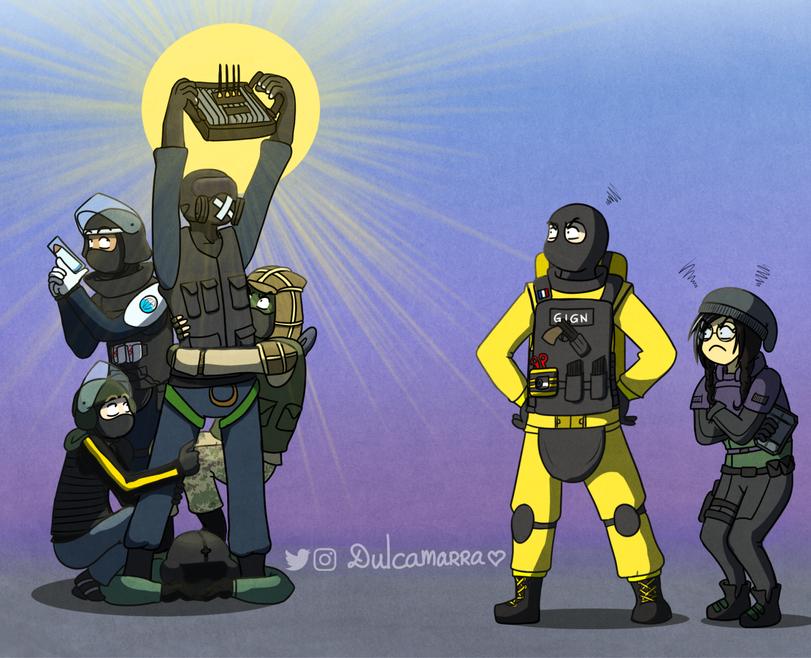 Игровой комикс,Игры,Mute (R6S),Dokkaebi (R6S),Lion (R6S),Doc (R6S),Kapkan (R6S),Jager (R6S),Bandit (R6S),Doc&#039;s Adventures in Rainbow Six,Dulcamarra&#039;s lair