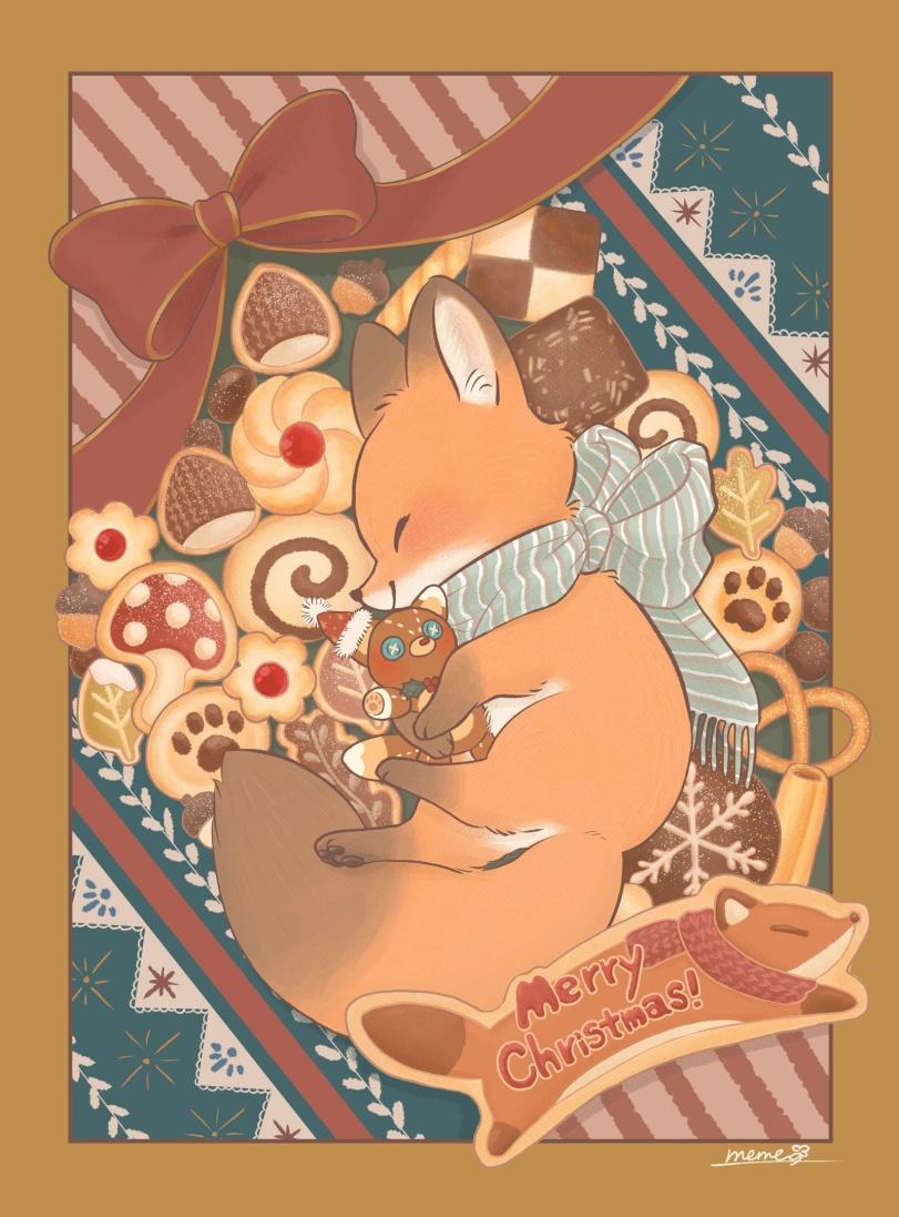 Лиса арт,Лиса,фэндомы,Memegmu,christmas,праздник,fox art,fox,fandoms,Memegmu,,fest,fox,fest