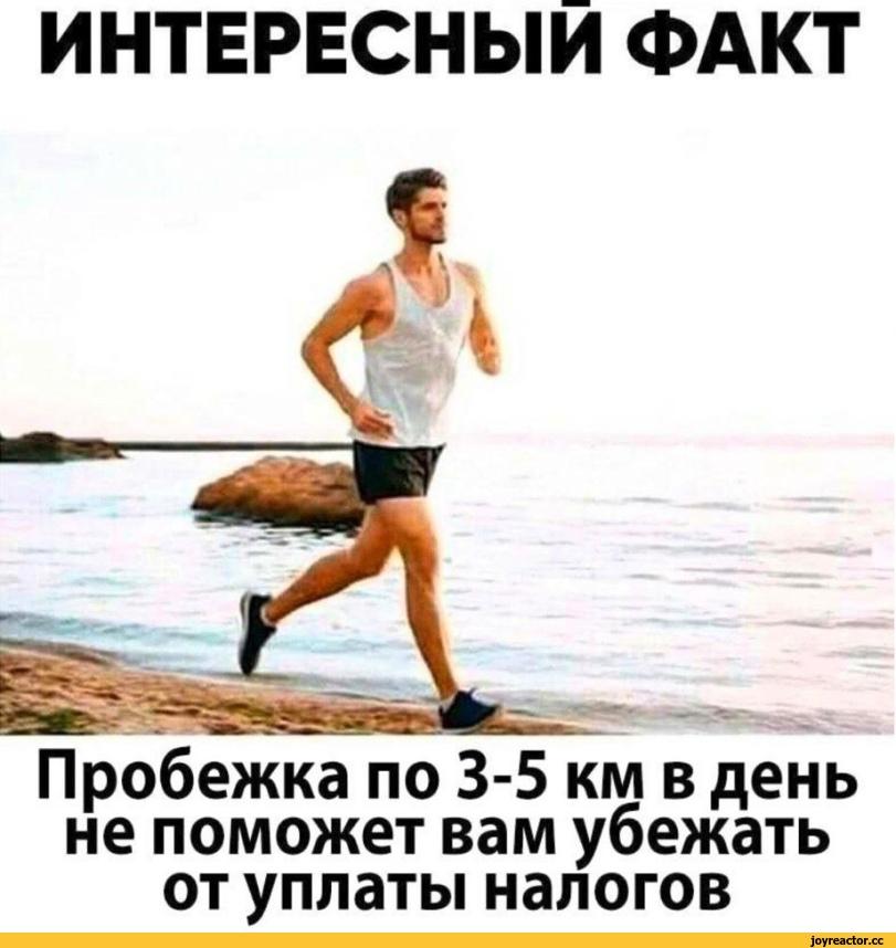 ﻿ИНТЕРЕСНЫМ ФАКТПробежка по 3-5 км в день не поможет вам убежать от уплаты налогов,Приколы для даунов,разное,пробежка,налоги