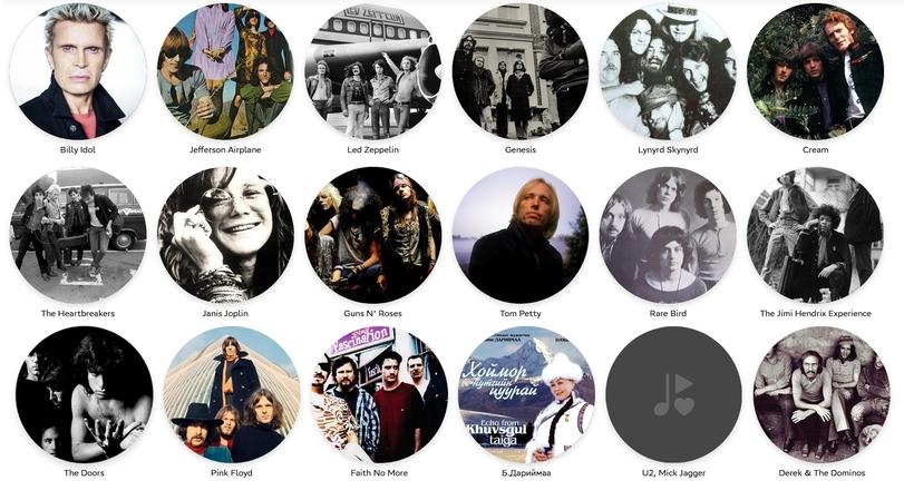 ﻿Jefferson Airplane Led Zeppelin Billy Idol _ “ A >* r BB ■ Y “\ jàl^Nr ■ • • ^1 ~_J Janis Joplin Guns N' Roses The Heartbreakers The Doors Pink Floyd Faith No More Genesis Lynyrd Skynyrd Cream Rare Bird The Jimi Hendrix Experience Tom Petty Î4IUJUI Ä)ÄHI*(HH