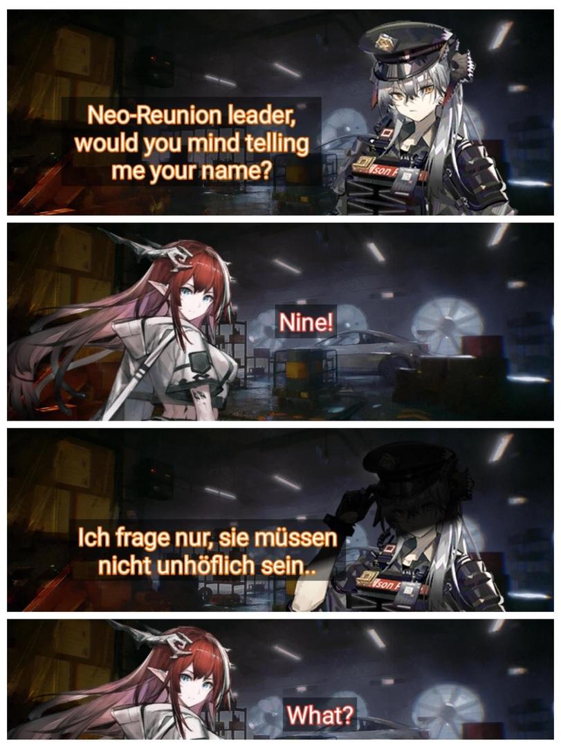 ﻿Neo-Reunion leader, would you mind telling me your name? / Ich frage nur, sie müssen nicht unhöflich sein,,без перевода,ATalkingDoubleBarrel,игра слов,Arknights комиксы,Arknights,明日方舟, アークナイツ, 명일방주, аркнайтс,Игры,Doctor (Arknights),ドクター(アークナイツ), 博士 (明日方舟), 박사 (명일방주), Доктор,Talulah