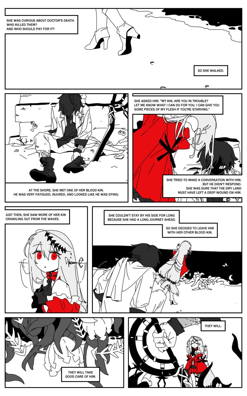 ﻿SHE ASKED HIM. "MY KIN. ARE YOU IN TROUBLE? LET ME KNOW WHAT I CAN DO FOR YOU. I CAN GIVE YOU SOME PIECES OF MY FLESH IF YOU'RE STARVING." SHE COULDN'T STAY BY HIS SIDE FOR LONG BECAUSE SHE HAD A LONG JOURNEY AHEAD. SO SHE DECIDED TO LEAVE HIM WITH HER OTHER BLOOD KIN.,без