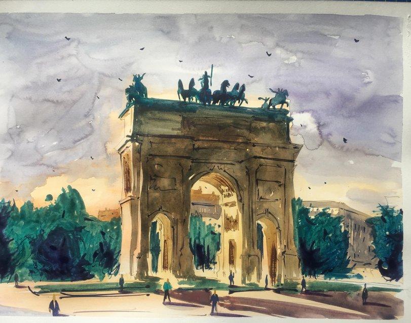 красивые картинки,Traditional art,акварель,Рим,Matway,artist,Милан,Париж,Paris