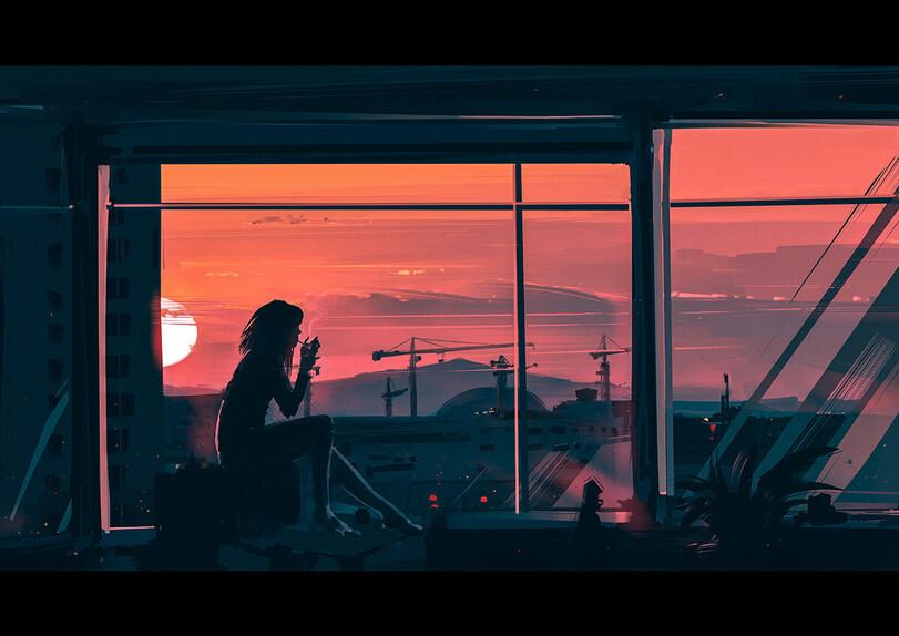 Aenami,Alena Aenami, Alena Velichko, Алёна Величко,artist,красивые картинки,art,арт,рабочий стол,обои,большой размер по клику,сборник,длиннопост,очень длиннопост,дикие кошки,Mushishi,пейзаж,горы,закат,силуэт,зима,горизонт,солнце,туман,статуя,могила,неон,искажение,снег,облака,Современное