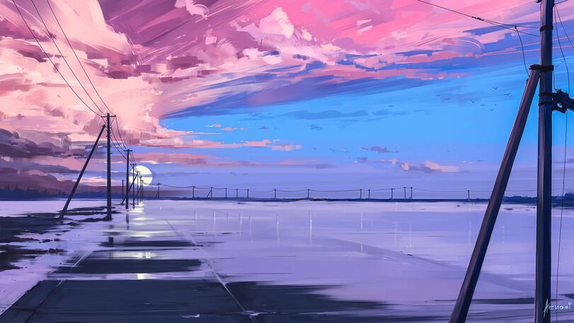 Aenami,Alena Aenami, Alena Velichko, Алёна Величко,artist,красивые картинки,art,арт,рабочий стол,обои,большой размер по клику,сборник,длиннопост,очень длиннопост,дикие кошки,Mushishi,пейзаж,горы,закат,силуэт,зима,горизонт,солнце,туман,статуя,могила,неон,искажение,снег,облака,Современное