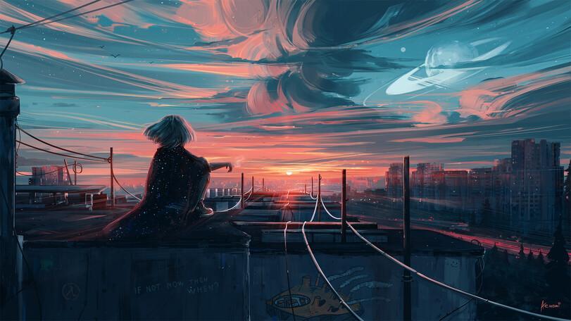 Aenami,Alena Aenami, Alena Velichko, Алёна Величко,artist,красивые картинки,art,арт,рабочий стол,обои,большой размер по клику,сборник,длиннопост,очень длиннопост,дикие кошки,Mushishi,пейзаж,горы,закат,силуэт,зима,горизонт,солнце,туман,статуя,могила,неон,искажение,снег,облака,Современное