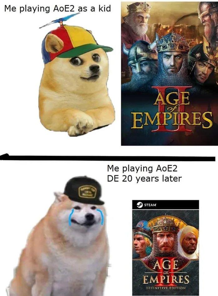 ﻿Me playing AoE2 DE 20 years laterMe playing AoE2,Age Of Empires,Игры,приколы для геймеров,Steam,Стим,Definitive Edition,doge,Doge Lore