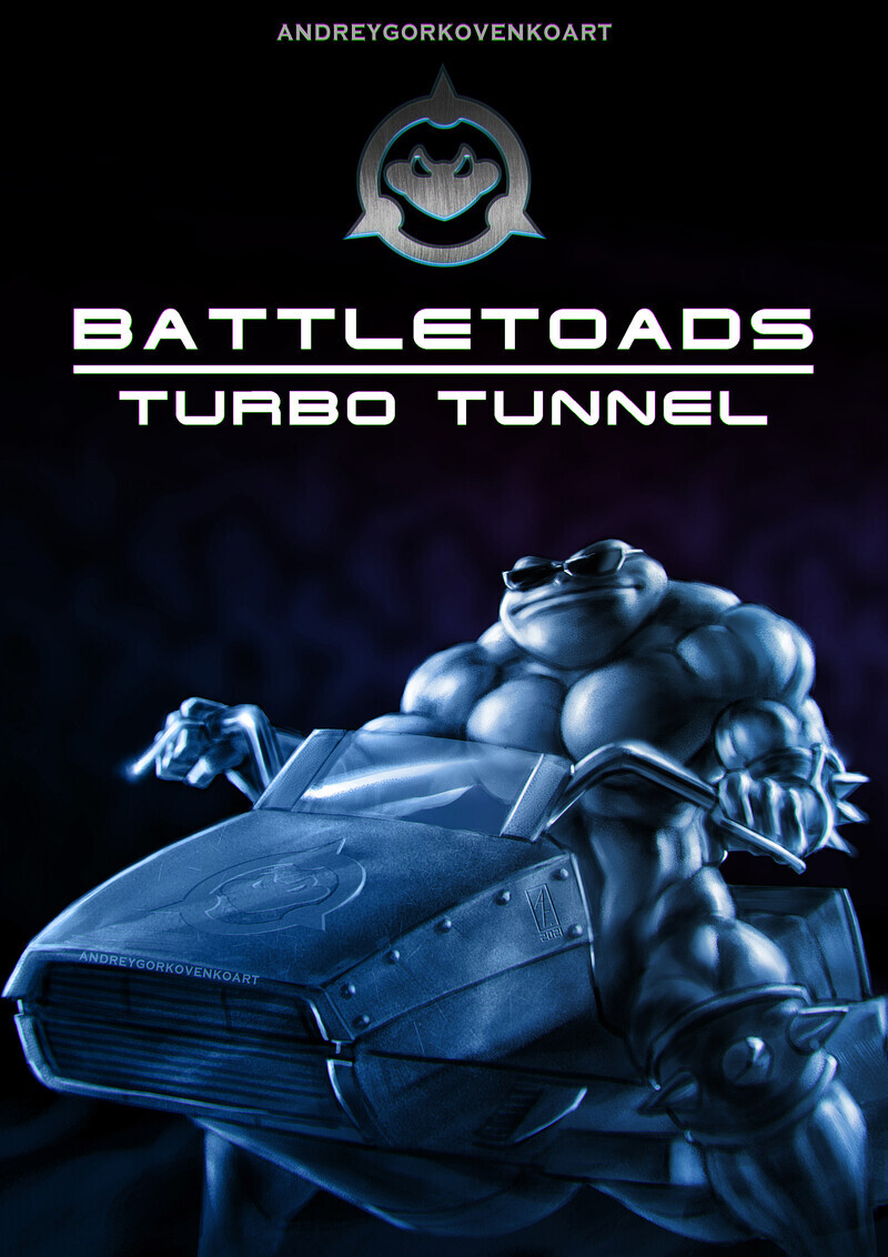 ﻿ANDREYGORKOVENKOART BATTLETOADS TURBO TUNNEL,Andrey Gorkovenko,artist,art,арт,Rash,Battletoads,Игры