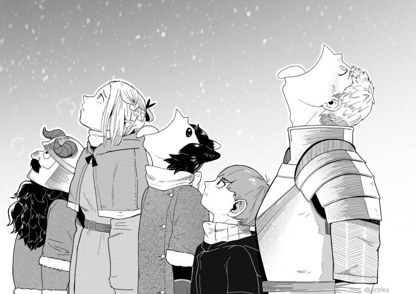 Anime,Аниме,фэндомы,аниМемы,Anime,fandoms,,Dungeon Meshi,Подземелье вкусностей,Marcille,Izutsumi,Senshi (Dungeon Meshi),Chilchuck,Laios (Dungeon Meshi),Vegeta in the rain,Monochrome (Anime),co1fee,artist