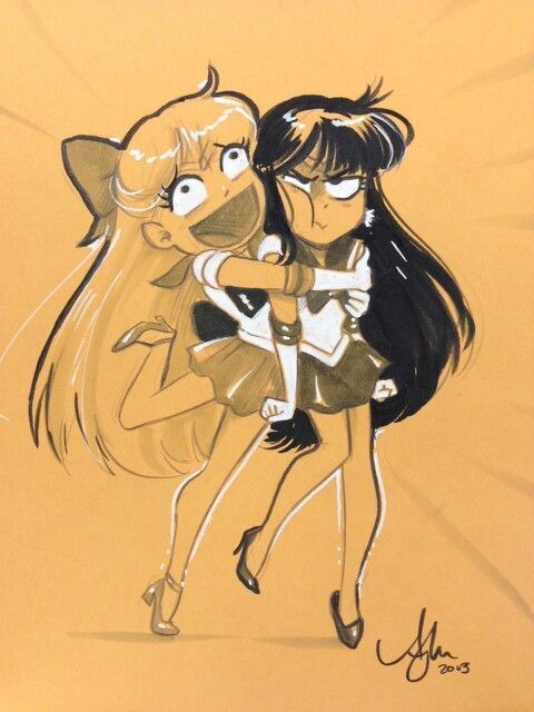 Bishoujo Senshi Sailor Moon,Anime,Аниме,фэндомы,art,арт,sailor mars,Sailor Venus,Bishoujo Senshi Sailor Moon,Anime,fandoms,art,Hino Rei,Aino Minako
